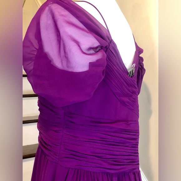 RALPH LAUREN Violet Maxi Dress w Criss Cross Draping Sheer Sleeves & Straps NWT - Picture 8 of 12